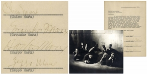 Marx Brothers Signed Agreement Regarding the Stage Production of Animal Crackers -- Signed by Groucho, Harpo, Chico and Zeppo